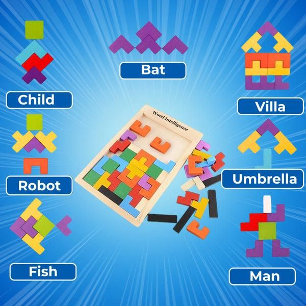 BlockIQ Wooden Intelligence Tetris Puzzle by ZapifyMe.in