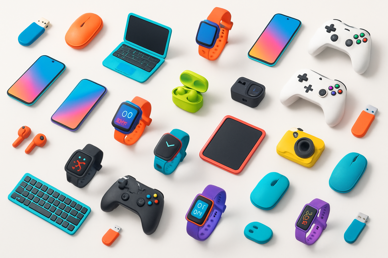 it should have small images of tech products scattered over
