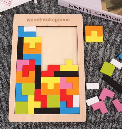 BlockIQ Wooden Intelligence Tetris Puzzle by ZapifyMe.in