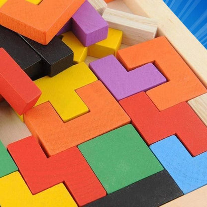 BlockIQ Wooden Intelligence Tetris Puzzle by ZapifyMe.in